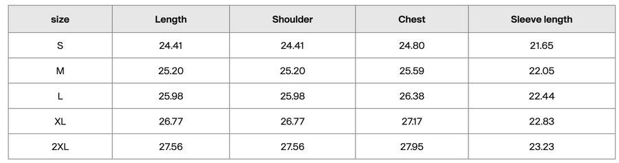 Size chart