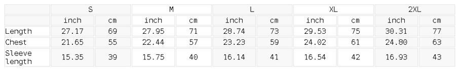 Size chart